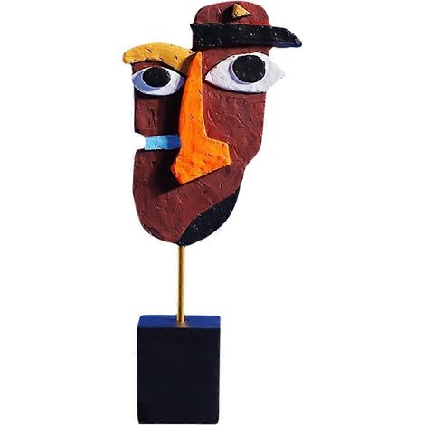Moderne abstrakte Maskenskulptur, Heimstatue, Harzfigur, Ornamente, C--