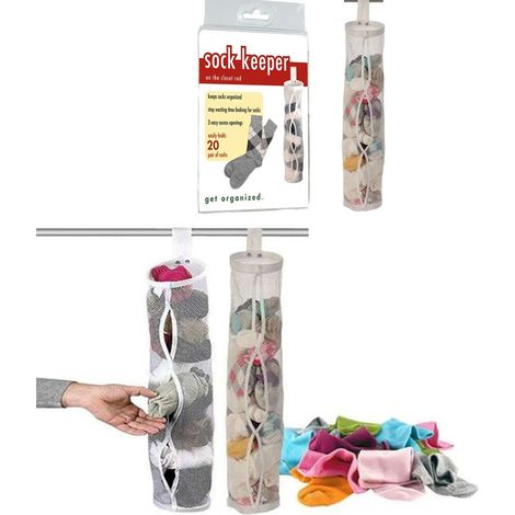TRADE SHOP - Organizer Per 20 Paia Di Calzini Mai Piu Calzini Sparsi Per Casa Da Appendere - (1/2)