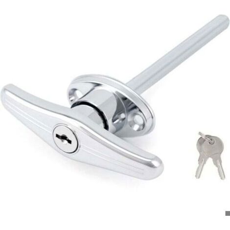 Serrure de porte de garage universelle, poignée en T avec revêtement en poudre argenté avec 2 clés
