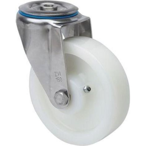 rueda giratora agujero m12 inox.20zvi100-ft nylon blanco extrafuerte eje liso (1/2)