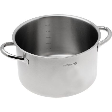 De Buyer 3506.24 PRIM'APPETY Pentola 24 cm Acciaio Inox Doppio Manico Fondo a Sandwich per Distribuzione Uniforme del Calore Compatibile con Induzione colore Srebrny