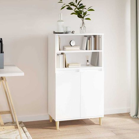 Beyamis Table haute blanche 60x36x110 cm en bois d'ingénierie (1/5)
