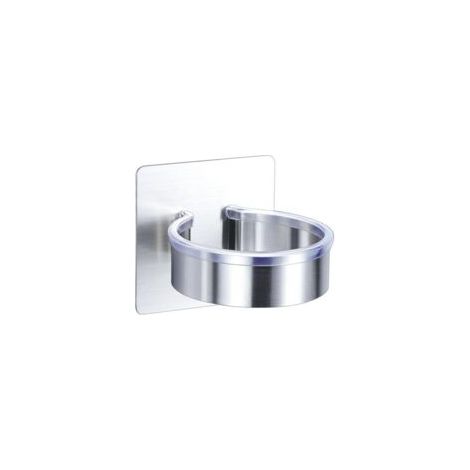 Soporte de pared para secador de pelo, no requiere taladrar, ideal para guardar tus accesorios para el cabello. Soporte redondo plateado para secador de pelo (no requiere taladrar) - Paquete de 2 - Cr