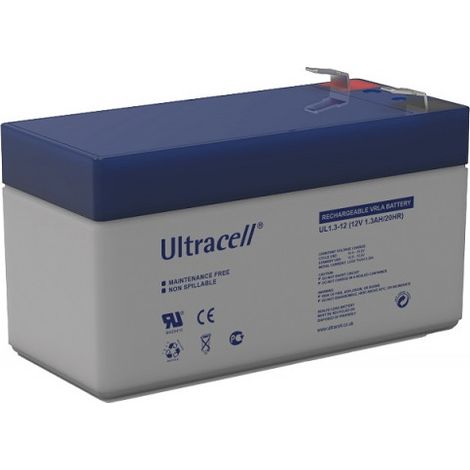 Ultracell – Batterie plomb étanche 12V 1.3Ah – Technologie VRLA sans entretien – Pour alarme, jouets et onduleurs – Dimensions 97x43x58mm (1/3)