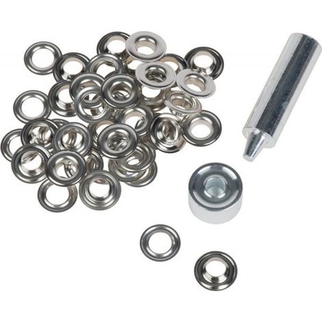 Œillets de 10 mm en cuivre nickelé, outils inclus, 25 pièces
