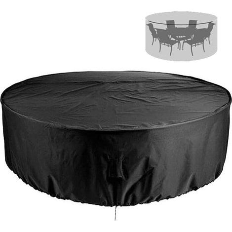 Housse de protection ronde pour table de jardin, imperméable et coupe-vent, Oxford 210D, pour table de jardin ronde, 130 x 71 cm (1/5)