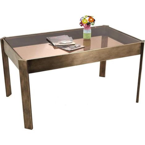 Table basse chic en verre élégance métal doré - Doré subtil et éclatant