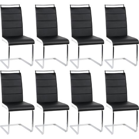 8er Set Esszimmerstuhl,Schwingstuhl,Kunstleder,für Esszimmer, Wohnzimmer & Küche,Schwarz+Weiß (1/5)