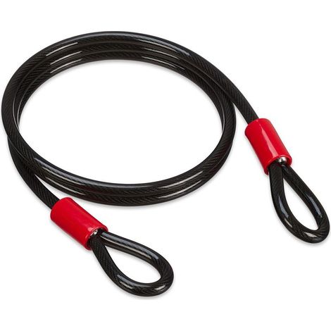 Relaxdays Câble antivol, 2 mètres, en acier, à boucles, Ø 12 mm, pour vélo, moto, meubles de jardin, noir (1/5)