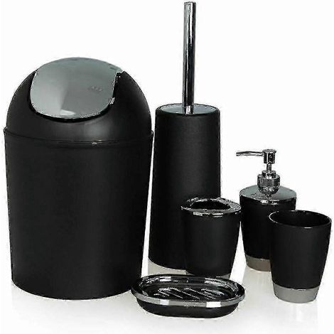 Ensemble de 6 accessoires de salle de bain (noir)