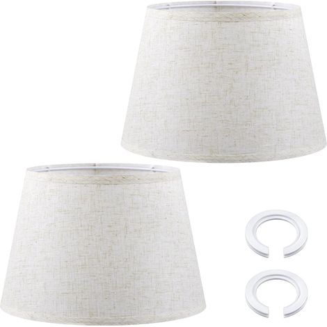 Set of 2 Linen Lampshades, E27 to E14 Adapter, Conical Shape, 22x20x30 cm, For Table Lamp (1/5)