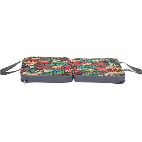 Coussin à genoux portable en mousse mémoire pour jardinage, camping et bricolage (Motif fleuri gris)