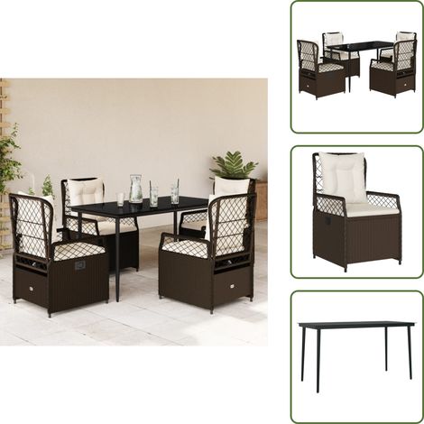 Cojines para sillas - vidaXL Set comedor de jardín 5 piezas y cojines ratán sintético marrón - Mesa de jardín
