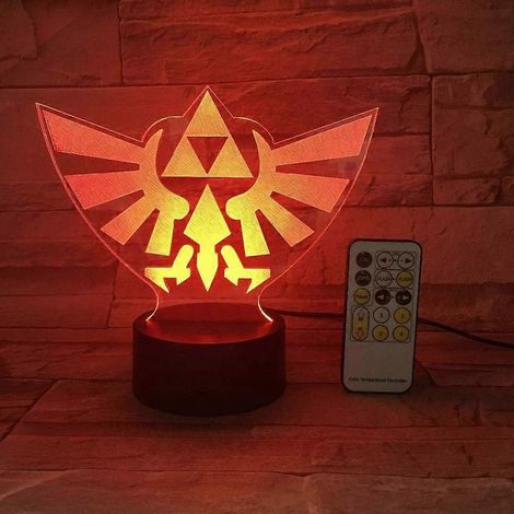 Veilleuse 3D à illusion d'optique inspirée des animés japonais, LED, motif triangle, USB, 7 couleurs, tactile ou télécommande. (1/4)