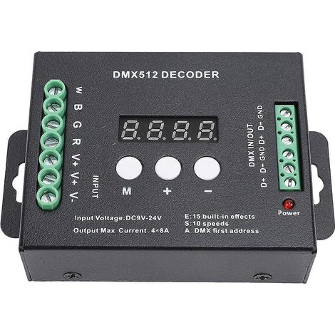 4-Kanal-Digitaldisplay-LED-Decoder DMX512-Controller Konstantspannungs-RGBW-Decoder für Bühnenbeleuchtung M