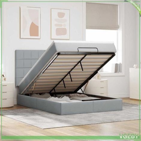 Cadre de lit ottoman avec matelas - modèle 3313161 - gris clair - 140x200 cm - rangement hydraulique (1/5)