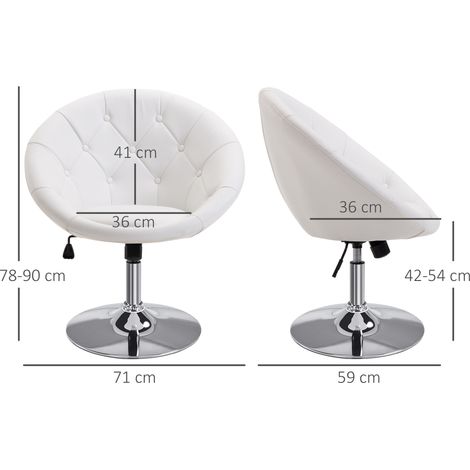 Tabouret de bureau pivotant, réglable en hauteur, finition chromée, noir et blanc, structure acier et PU, 56x71x78-90 cm, idéal pour atelier et espace de travail. (1/5)