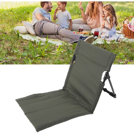 Chaise de camping avec dossier et coussin d'assise en alliage d'aluminium, chaise de plage pliante, chaise de pique-nique pour pelouse, chaise de loisirs, vert militaire. (1/5)