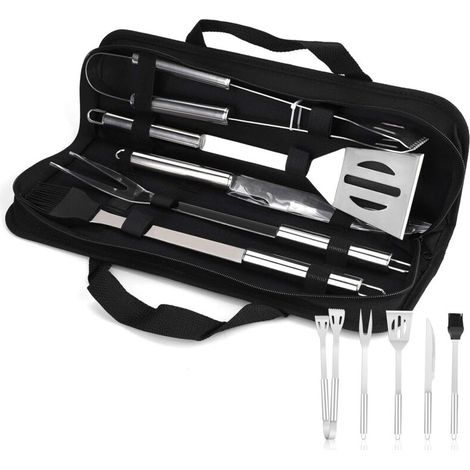 5-teiliges Grillset, Edelstahl-Grillset, Grillwerkzeuge, Grillzubehör, Garten, Outdoor, Wandern, MUMU (1/4)