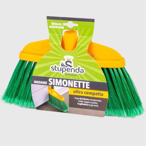La Briantina Scopa Alta per Interni Madame Simonette, con Setole Micropiumate, Sottile e Ultra-Compatta 21x30x5 cm, Attacco del Manico Universale (1/3)