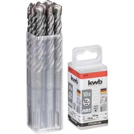 KWB HB5 SDS Plus Hammerbohrer, 165/100 mm, Ø 12 mm, 10 Stück