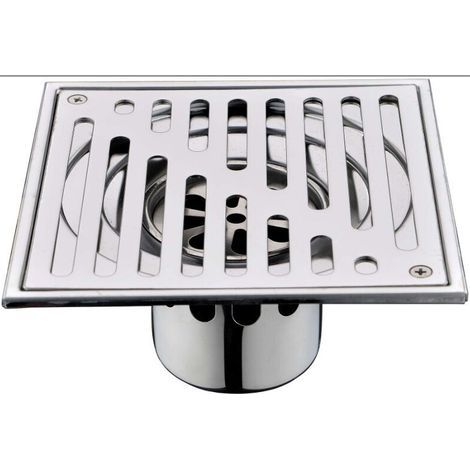 DBBEGK Bonde de sol carrée en acier inoxydable anti-odeurs pour salle de bain et douche, grand diamètre 150 x 150 mm (1/4)