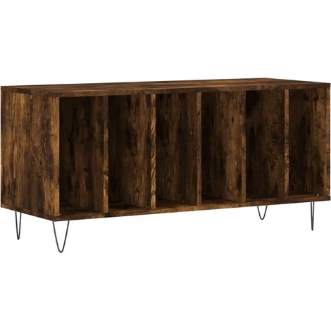 Mobile porta dischi pratico e spazioso 100 x 38 x 48 cm stile industriale legno di rovere affumicato 020049151