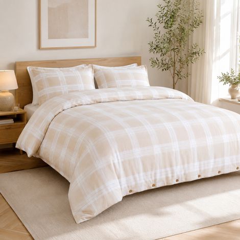 Housse de couette 240 x 220 cm Flanelle de coton HECTOR – Beige (1/3)