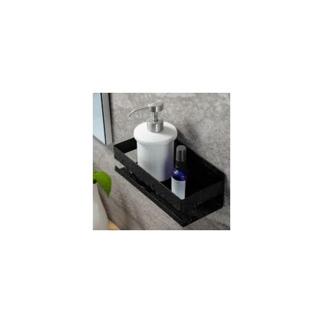 Duschablage ohne Bohren, selbstklebende Badezimmerablage, Edelstahl SUS304 (Schwarz) - Crezuo
