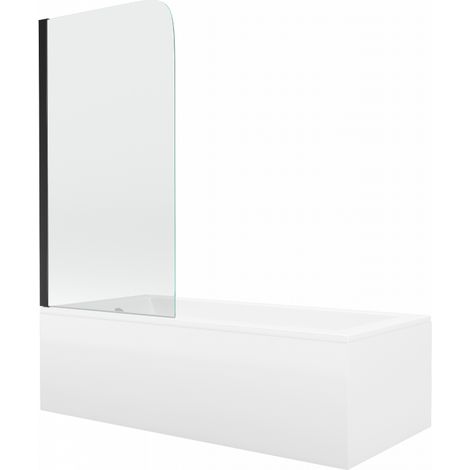 Mexen Cubik baignoire rectangulaire 170 x 70 cm avec habillage et paroi 1-volet 70 cm, transparent, noir - 550317070X9007017000 (1/5)
