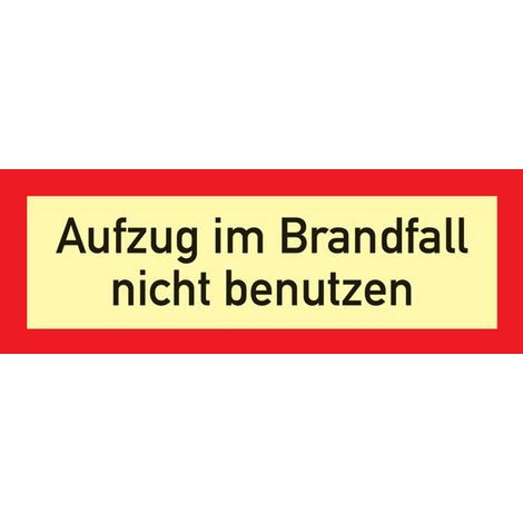 Brandschutzzeichen DIN 4066 L297xB105mm Aufzug im Brandfall n.benutzen Ku. (1/2)