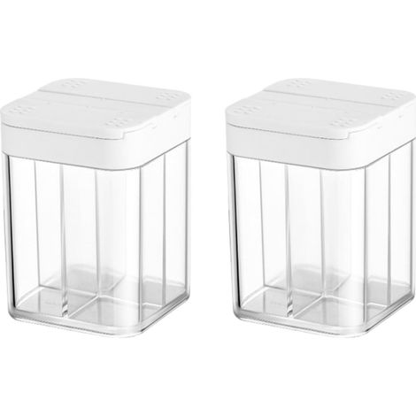 Pots à épices ABS PET lot de 2 transparent 8×6×6cm, boîte 4 en 1 voyage sel poivre épice (1/5)