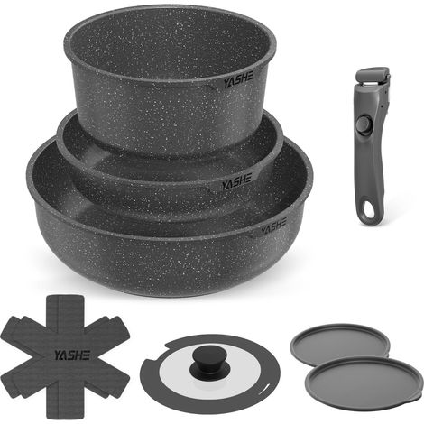 Batterie de Cuisine Induction Antiadhésive - Gris, 9 Pièces (1/5)