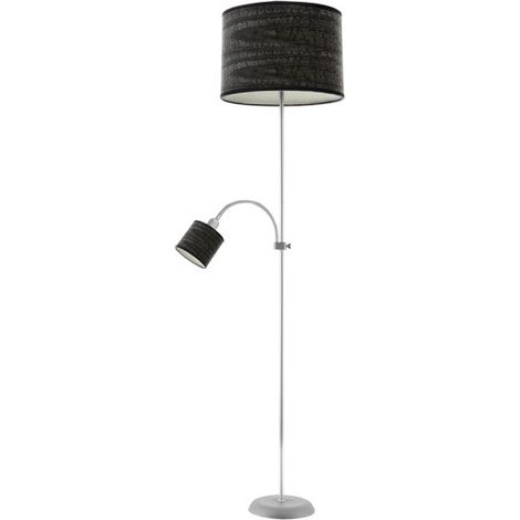Armonia Wohnzimmerfuß 1xe27+1xe14 Silber-Schwarz Holz mit Lesegerät 155x40x40 cm (1/2)