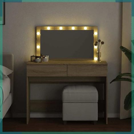 848208 Coiffeuse avec LED chêne sonoma 100x40x120 cm (1/5)