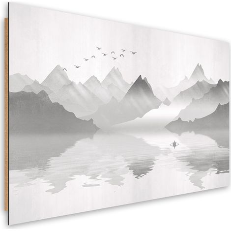 Quadro deco panel, Montagne sul lago astrazione - 60x40 (1/5)