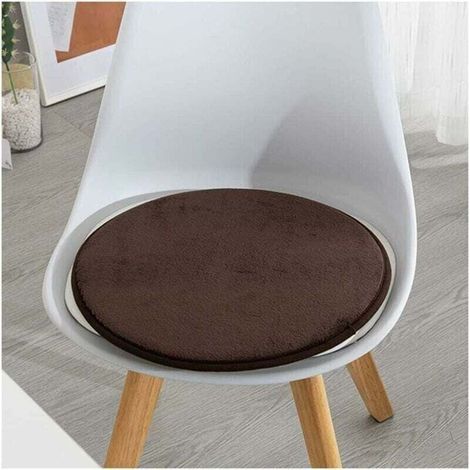Lot de 4 galettes de chaise rondes 33 cm – Mousse à mémoire de forme – Tissu flanelle – Base antidérapante en latex PVC – Confort durable (1/4)