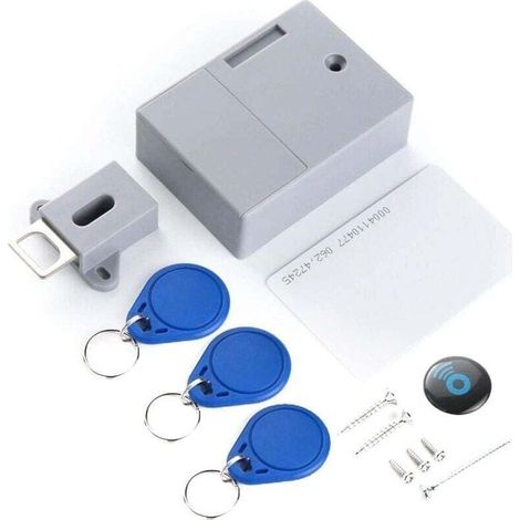 Serrure magnetique,Fermeporte Batterie Capteur de carte IC Tiroir d'armoire Intelligent DIY Serrure numérique cachée invisible sans trou perforé (1/4)