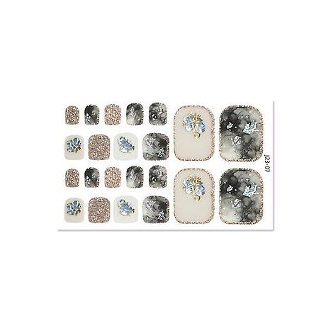 Autocollants pailletés pour manucure des ongles de pieds, patchs pour ongles imperméables et longue tenue pour femmes et filles (J23 07)