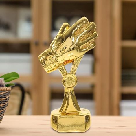 Doré - Gants de gardien de trophée d\'or exquis, Ornement de prix de football, Souvenir d\'ornement, Résine de (1/4)