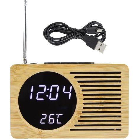 Réveil numérique LED USB polyvalent, thermomètre, affichage de l'heure et de la température, Radio FM (1/5)