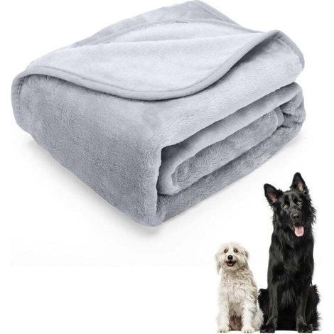 Couverture pour chien lavable en polaire douce pour animaux de compagnie, couverture douce et chaude, grise, 160 x 100 cm (1/2)