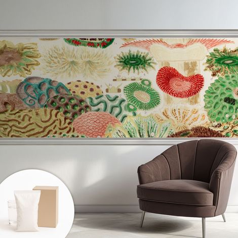 Papier peint intissé pour salon chambre à coucher peint imprimé Installation facile - Colle incluse gratuite Formes organiques 250x104 cm (1/5)