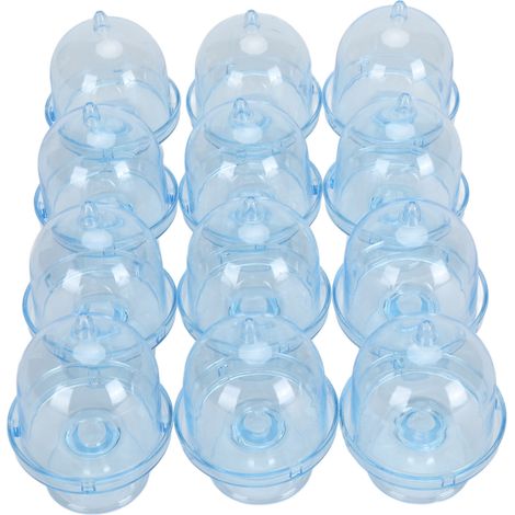 12 Mini-Kuchenplatten mit Deckel, Mini-Kuchenständer aus Kunststoff mit Kuppelabdeckung, durchsichtiger kleiner Kuchenpräsentationsständer, transparente Bonbonbox für Hochzeitsfeiern, Himmelblau (1/5)