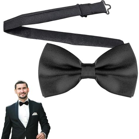 Noeud Papillon Pour Homme, Bow Tie Avec Crochet Pré-Noué Longueur Et Réglable, Nœuds Papillon Pour Mariage, Fêtes(Noir) (1/5)