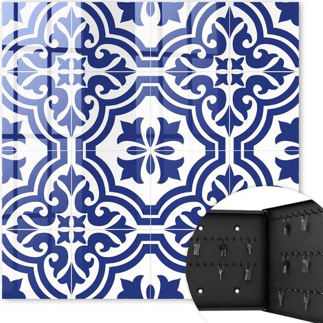 Armoire à clés - (30 cm x 30 cm) - Boîte à clés murale - Coffret de rangement pour clés - Couleur noire - Ouverture vers la droite - Pour maison et bureau - beauté géométrique