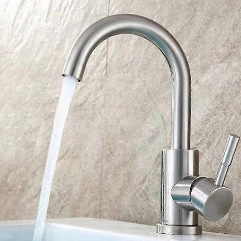 Robinet de salle de bain, mitigeur de lavabo pivotant à 360°, mitigeur de lavabo à bec haut, mitigeur pour salle de bain ou petite cuisine, acier inoxydable s202412247443