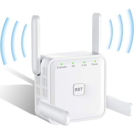 Répéteur WiFi Puissant 1200Mbps Amplificateur WiFi sans Fil WiFi Range Extender Double Bande 5 GHz & 2,4 GHz, Compatible AP/Routeur/Pont, Port Ethernet, Compatible Tous Les Routeurs (1/5)