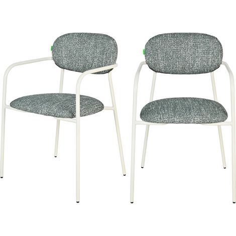 Lot de 2 fauteuils de table en tissu pieds métal - Vert - Anatole (1/5)
