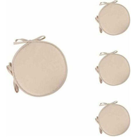 Lot de 4 Rond Coussin de Siège Coussins de Chaise Rond Galettes de Chaise Coussin pour Salle à Manger Jardin Maison Bureau Cuisine(beige)